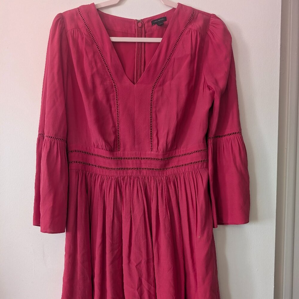 Ann Taylor dark coral bell sleeve dress